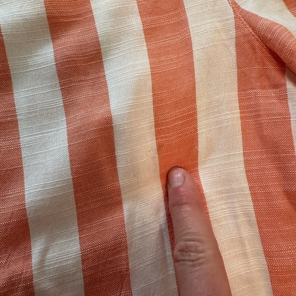 Volcom Coco Beach Belted High-waisted Flowy Peach/Orange and White Pants - L - Picture 12 of 12